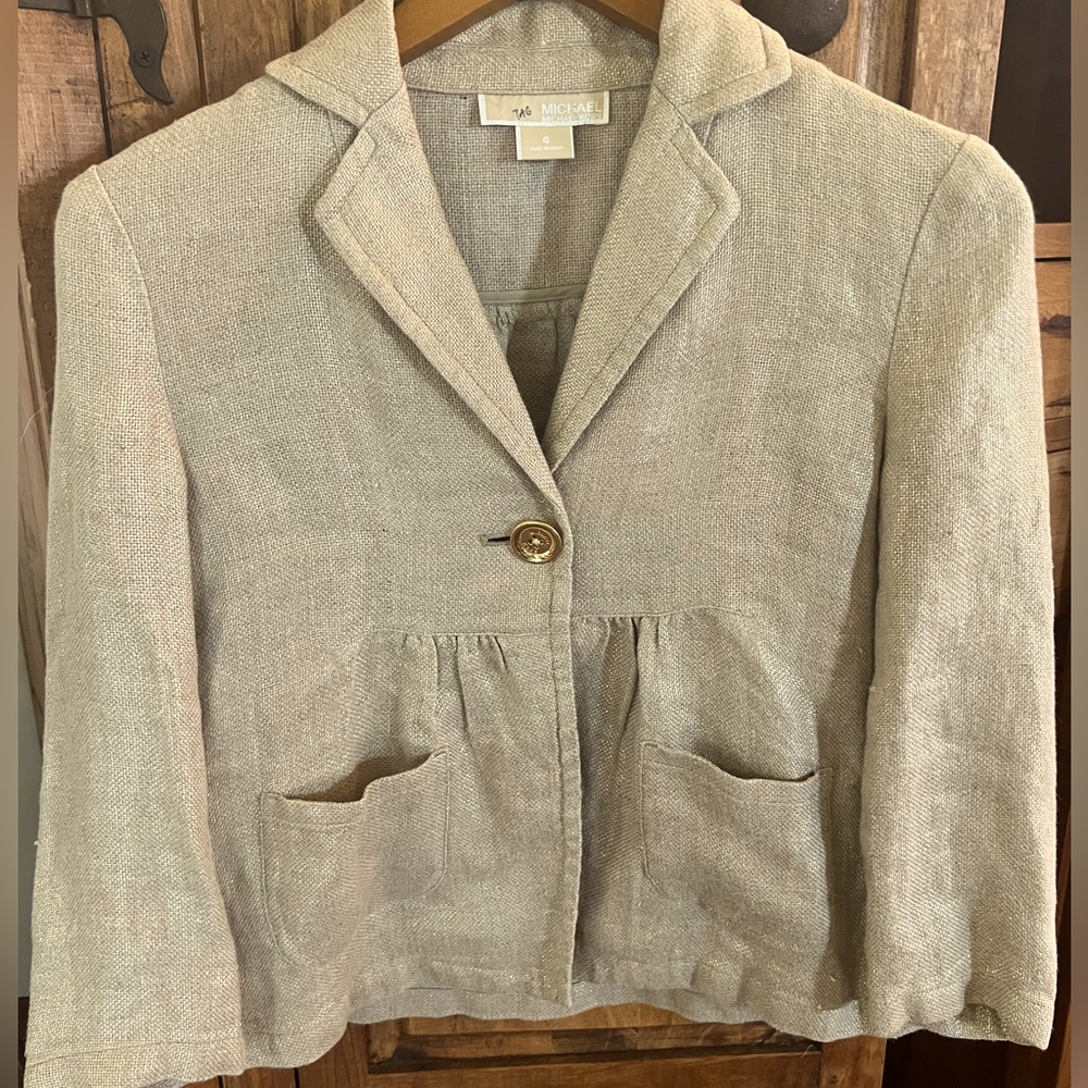Michael Kors size 4 Linen gold thread jacket